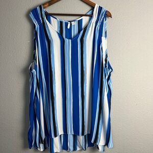 Cato Striped Nautical Tank Top Sleeveless Casual Blue White Plus Size‎ 26/28W
